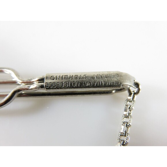 Vintage Swank Sterling Silver Tie Bar Clamp With Dangling Plaque for a Monogram - Picture 11 of 12